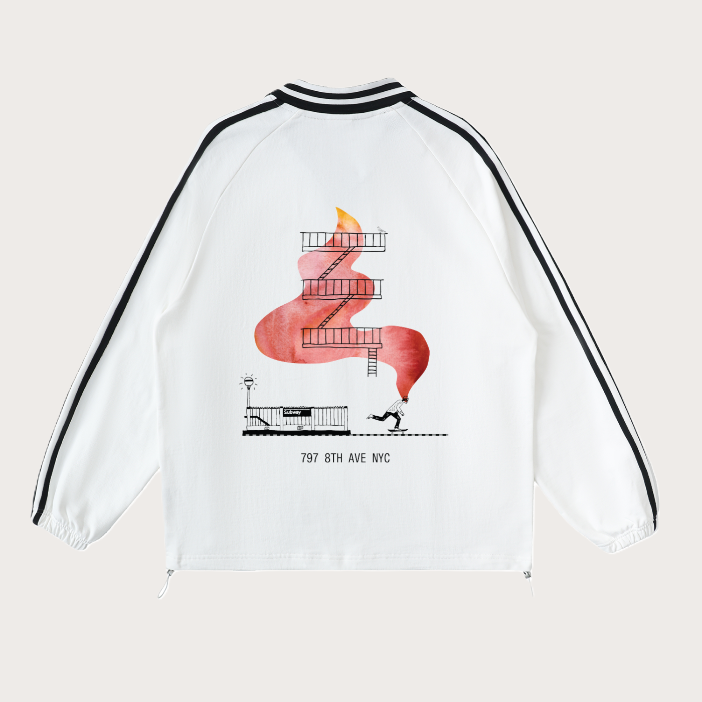 Nicklz Striped Lapel Collar Sweatshirt